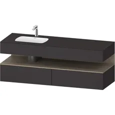 Duravit Qatego Einbauwaschtisch mit Konsolenwaschtischunterbau, 1600x550x600mm, Nische Eiche Terra, Becken links, QA4795035, Farbe: graphit supermatt