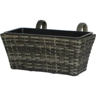 Balkonkasten Polyrattan Anthrazit-Grau 40 cm x 28 cm x 22 cm
