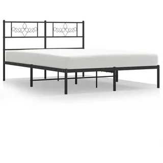 vidaXL Bettgestell mit Kopfteil Metall Schwarz 140x190 cm - Schwarz