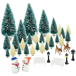 KBNIAN Weihnachten Mini Modell Ornamente 36 Stück Xmas Style Miniatur Ornamente Kits Klein Tannenbaum Weihnachtsfiguren Deko Ornament für Home Garden Tischdeko Schaufenster