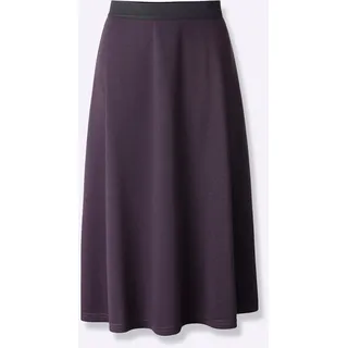 Jerseyrock CLASSIC BASICS, Damen, Gr. 46, lila (bordeaux, aubergine), 97% Polyester, 3% Elasthan, meliert, unifarben, wadenlang, Röcke Jerseyrock