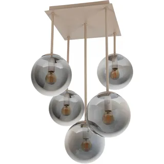 my home Pendelleuchte »Nymölla« E14 1 Stk. 5 Glaskugeln mit je 1x E14 exkl., Gestell eckig beige matt