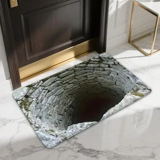 Kaezuy 3D Optische Täuschung Matte, 50x80cm Fußmatte Teppich mit Optischer Täuschung, Waschbare Lustiger Teppich, Waschbare Bodenmatte mit Wirbel Illusion für Innen und Außen (D)