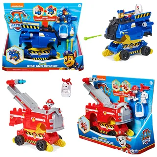 Spin Master PAW PATROL Rise and Rescue verwandelbare Spielzeugautos mit Actionfiguren und Zubehör, ab 3 Jahren, Chase oder Marshall - Sortiert - Zufallsauswahl des Charakters - einzeln erhältlich