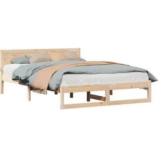 SYFAXTM Bettgestell mit Kopfteil Braun 140 x 200 cm Massivholz Kiefer - Braun