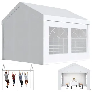 JUMMICO Pavillon Partyzelt 3x4 Wasserdicht Stabil Gartenzelt UV Schutz 50+ Zelt 170g PE Plane Festzelt Bierzelt Gartenpavillon für Garten, Party, Festival, Hochzeit, weiß
