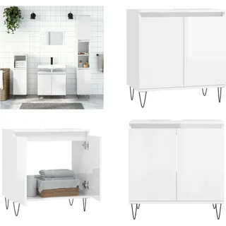 vidaXL Badschrank Hochglanz Weiß 58x33x60 cm Holzwerkstoff - Badezimmerschrank - Badezimmerschränke - Schrank - Schrank Bad - Weiß