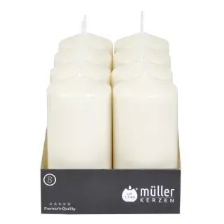 Müller Kerzen Stumpenkerze, vanille, Hochwertige Stumpenkerze mit gleichmäßigem Abbrand, 1 Packung = 8 Stück, (Ø x H): 57 x 120 mm