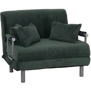 Mendler Schlafsessel HWC-K29, Klappsessel Schlafsofa Gästebett, Liegefläche 190x100cm, Stoff Cord (330g/m2) ~ grün