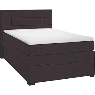 Carryhome Boxspringbett , Dunkelbraun , Textil , Kiefer , vollmassiv , H2 , Höhe ca. 17 cm , 120x200 cm , Federkernmatratze, Stoffauswahl, Topper durchgehend, in verschiedenen Größen erhältlich , Schlafzimmer, Betten, Einzelbetten