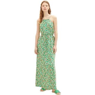 TOM TAILOR Denim Damen 1036843 Maxikleid mit Bindegürtel, 31953-Green Flower Print, XS