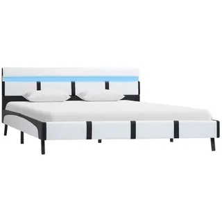 vidaXL Bettgestell mit LED Weiß Kunstleder 140x200 cm