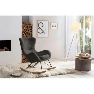 Livetastic Schaukelstuhl , Dunkelgrau , Holz , Esche , vollmassiv , 75x106x102 cm , Wohnzimmer, Sessel, Polstersessel