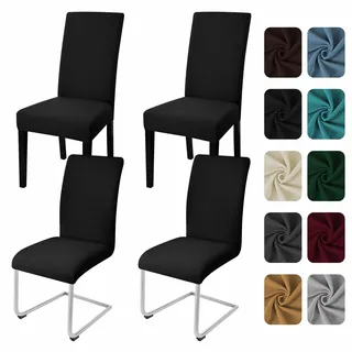 Yugarlibi Stuhlhussen 4er Set Stretch Stuhlbezug Schwingstuhl Schwarz | Elastische Stuhlhussen Schwingstuhl Stuhlbezug Universal Esszimmerstühle Bezug Waschbare hussen für stühle Küche Hochzeit