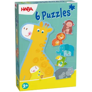 HABA 6 erste Puzzles Tierfamilie – 6 teiliges Set für Kinder ab 2 Jahren – Pädagogisches Puzzleerlebnis – 2012185003