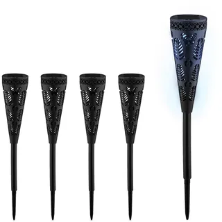 Relaxdays Solarleuchte Kunststoff H 41 cm D 7 cm 5er Set schwarz