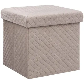 Five 2 in 1 Pouf e contenitore in velluto beige lino 31 x 31 cm