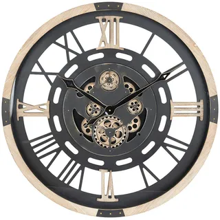 Atmosphera createur d'interieur - Mechanische uhr aus holz d80cm - Schwarz