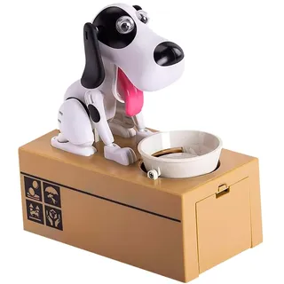 LUFEIS Hungriger Hund Spardose, Hundesparschwein, Hungrige Spardose Kinder Spardoses Hund Frisst Geld, Süße Hunde Stiehlt Münzen Wie Magische Münze KnabbertSpardose Geburtstagsgeschenk für Kinder-Weiß