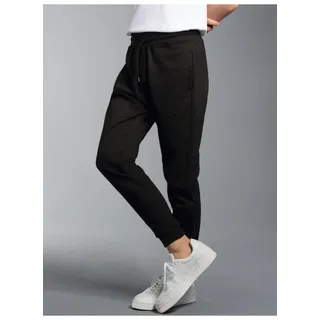 Jerseyhose TRIGEMA "TRIGEMA Jogginghose mit Bündchen", Herren, Gr. S, Normalgrößen, schwarz, Sweatware, 70% Baumwolle, 30% Polyester, Hosen Jerseyhose