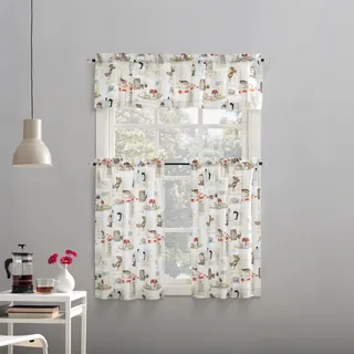 No. 918 Brew Coffee Shop Mikrofaser-Küchenvorhang-Set, Weiss/opulenter Garten, 36" W x 54" L (Pack of 1)