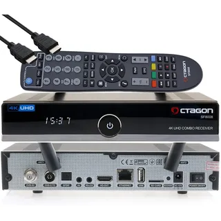 Octagon SF8008 UHD 4K Combo Receiver, Sat- Kabel- & DVB-T2 Receiver, E2 Linux & Define OS, DVB-S2X & T2C, mit PVR Aufnahmefunktion, Gigabit LAN, Kartenleser, Sat to IP, Multistream, H.265, WiFi