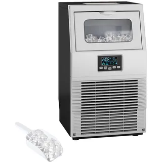 Homcom Eiswürfelmaschine aus Stahl ABS Silber Schwarz , Multicolor , Metall , 33.9x60.2x34.5 cm , Barzubehör & Weinzubehör, Barzubehör