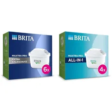 BRITA Wasserfilter Kartusche MAXTRA PRO Extra Kalkschutz – 6er Pack & Wasserfilter Kartusche MAXTRA PRO All-in-1 – 4er Pack