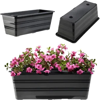 KADAX Blumenkasten 40 cm Anthrazit, Balkontopf aus Kunststoff, Witterungsbeständiger Pflanz-Kasten, Blumentopf, Geländerkasten für Blumen, Kräuter