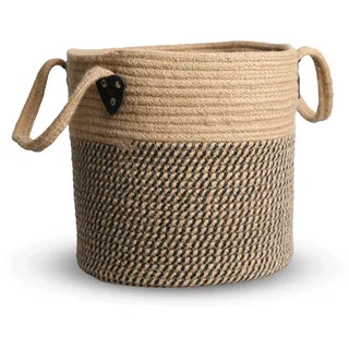 ZOES HOMEWARE Jute-Seil-Pflanzkorb mit Griffen, handgefertigter gewebter Korb für 25,4 cm Blumentopf, rustikale Heimdekoration, Boden-Pflanzgefäße, Aufbewahrungskorb für Spielzeug, Handwerk und mehr,
