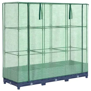 Hochbeet mit Gewächshaus-Aufsatz Rattan-Optik Grau 120 x 123 x 40 cm