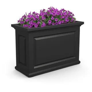 Mayne Inc. Nantucket Pflanzgefäß – Schwarz – 91,4 cm L x 40,6 cm B x 61 cm H – mit integriertem Wasserspeicher (4847-B)