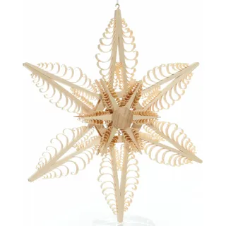 Fensterschmuck Spanstern mittig Stern beidseitig BxHxT=32x32x4cm NEU - Naturbelassen