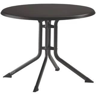 Kettler Gartenklapptisch , Anthrazit , Metall, Kunststoff , rund , Rundrohr , 100x74x100 cm , klappbar, UV-beständig, wetterbeständig , Gartenmöbel, Gartentische, Klapptische