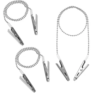 3 Stück Serviettenkette Edelstahl Korn Kette Serviette Clips mit Klammern Serviettenhalter Lanyard für Handtuch Schürze Lätzchen Zahnarzt