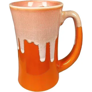 Große keramische Kaffeetassen, 500 ml, handgefertigt, keramisch, groß für Büro und Wohnzimmer, großer Griff, magnetfreundlich, Geschirrspülerfreundlich, einzigartige Glasurentextur (Orange) - Orange