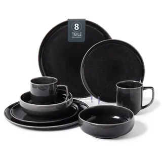 my home Geschirr-Set »Fyns, mit Reaktivglasur« spülmaschinenfest und mikrowellengeeignet, grau