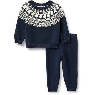 Amazon Essentials x Sofia Grainge Jungen Pullover-Set, Marineblau Elfenbein Malerisches Fair-Isle-Muster, 4 Jahre