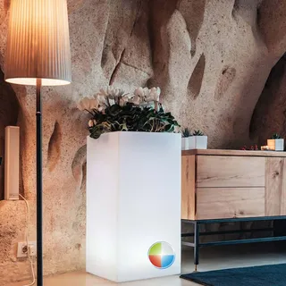 BLUMENTOPF 80CM 40X40 CUBE PFLANZKÜBEL BELEUCHTUNG DEKO GARTEN LED RGB BATTERIE