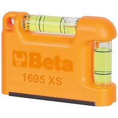 Beta 1695S Taschen-Wasserwaage, Mini-Wasserwaage (magnetisch, mit v-förmiger Messfläche, aus profiliertem Aluminium, 2 unzerbrechliche Libellen, Präzision: 1 mm/m), Orange
