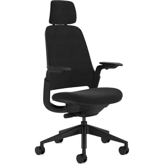 Steelcase Series 1 Ergonomischer Bürostuhl mit LiveBack Lumbalstütze, 4D-Armlehnen, anpassbarer Kopfstütze Onyx Schwarz