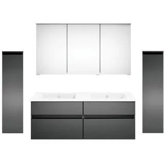 Puris Badezimmer , Grau, Dunkelgrau , Holzwerkstoff , 2 Schubladen , 180 cm , Goldenes M, Made in Germany , hängend , Badezimmer, Badmöbelsets & Badmöbelserien, Badmöbel-Sets