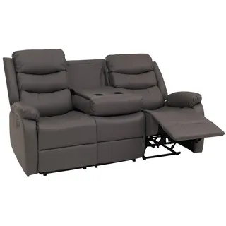 Mendler 3er Kinosessel HWC-O62, Relaxsessel Fernsehsessel mit Armlehne Getränkehalter, Liegefunktion Kunstleder ~ grau