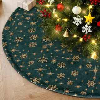 Lanpn Weihnachtsbaum Rock 60cm Weihnachtsbaumdecke Pad Samt Weihnachtsbaum Decke Abdeckung Klein Rund Christbaumständer Teppich für Winter Neujahr Innen Zuhause Weihnachtsbaum Deko (Grün)