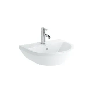 Vitra Waschtisch Integra 495 x 430 mm rund Hahnloch Überlauf Weiß Hochglanz - Weiß