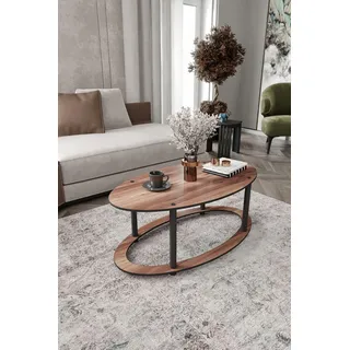 Hanah Home Modern Walnut Coffee Table, 60 x 40 x 38 cm | 100% MDF with Compressed Kraft Legs | Stylish Industrial Design for Living Room & Office
