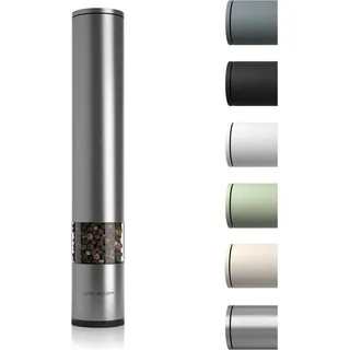 LARS NYSØM Salz Pfeffer Mühle Manuell groß (28,8cm) mit einstellbarem Keramik-Mahlwerk von grob bis fein I Design Gewürzmühle (1 Stück) Stainless Steel - Silber