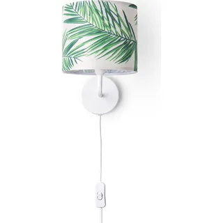 Tischlampe Schreibtischlampe Wandlampe Stoff Nachttisch E14 Blumen Jungle Deko - Weiß