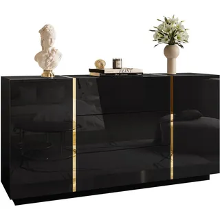 lookway Kommode mit Schubladen 158 x 81 x 41,3 cm Schwarz