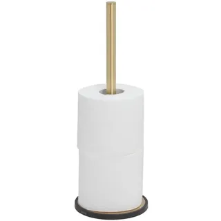 Tiger Tune Reserverollenhalter, bietet Platz für bis zu 3 Toilettenpapierrollen, freistehend, Messing gebürstet/Schwarz, 126 x 356 x 126 mm